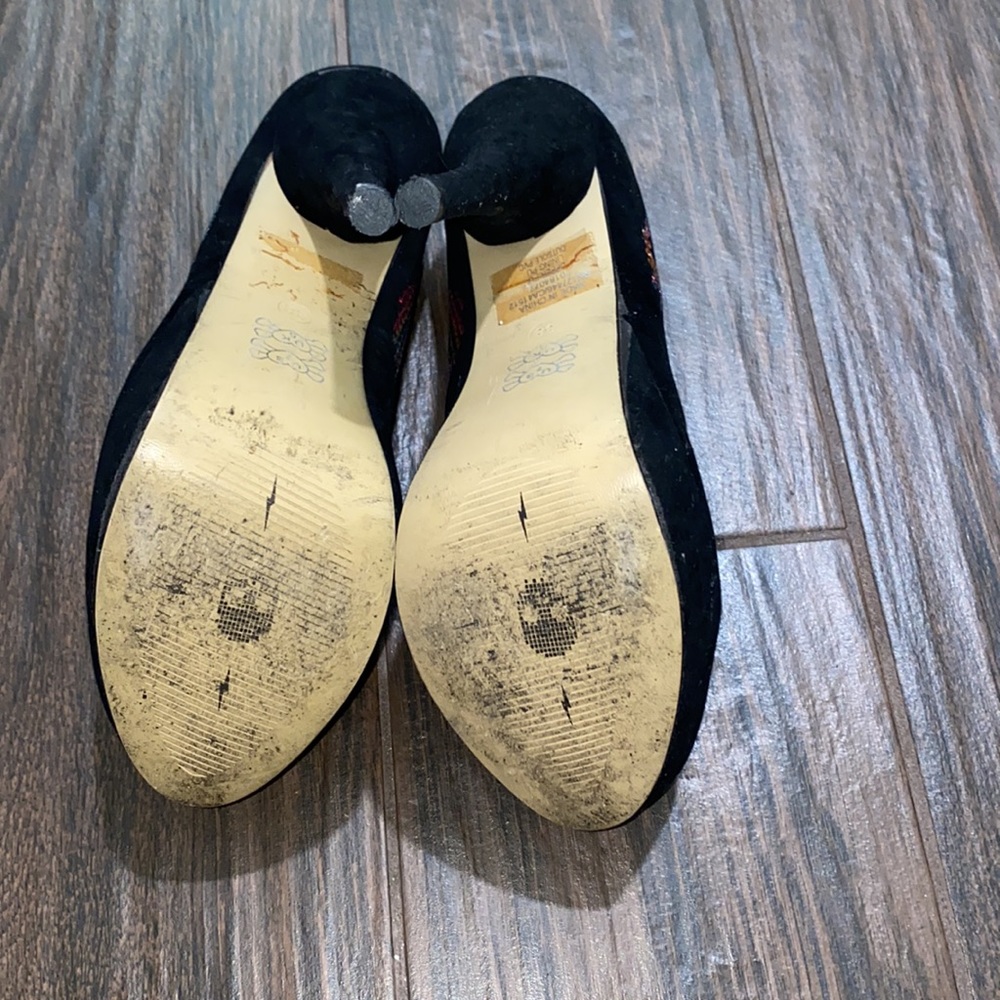 COPY - Iron Fist sequins colorful sugarskull suede platform round toe heels - Picture 2 of 10